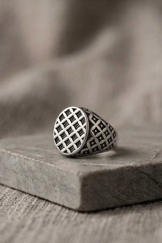 Vintage Sterling Silver Quadfoil Geometric Signet Ring