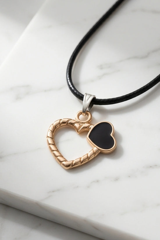 Gold Twisted Double Heart Necklace