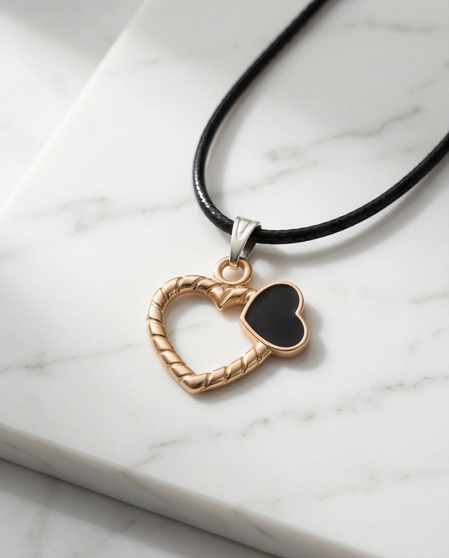 Gold Twisted Double Heart Necklace