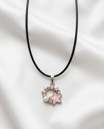 Celestial Pearl Star Wreath Cord Necklace