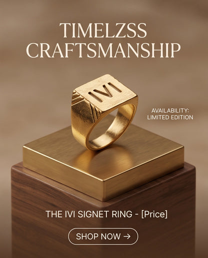 Roman Numeral Engraved Gold Signet Ring