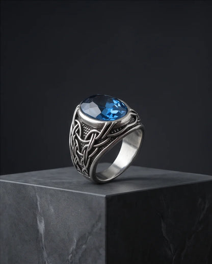 Sapphire Gemstone Celtic Knotwork Silver Ring