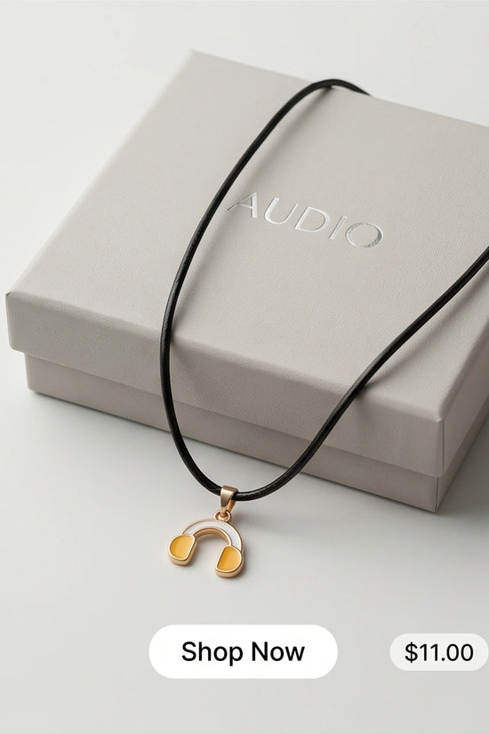 Gold and Yellow Headphones Necklace