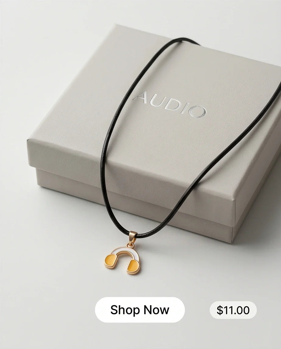 Gold and Yellow Headphones Necklace