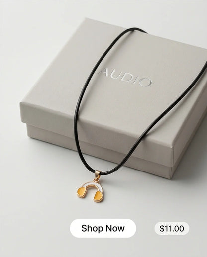 Gold and Yellow Headphones Necklace