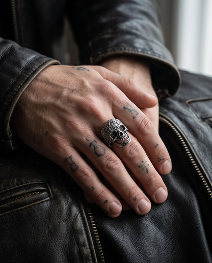 Filigree Calavera Sugar Skull Ring