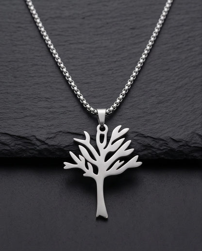 Silver Tree of Life Cutout Pendant Necklace