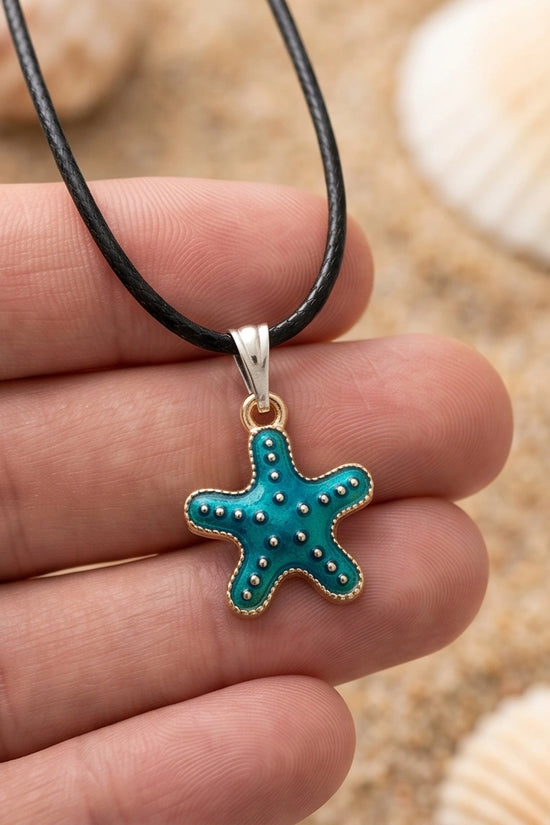 Teal Coastal Starfish Pendant