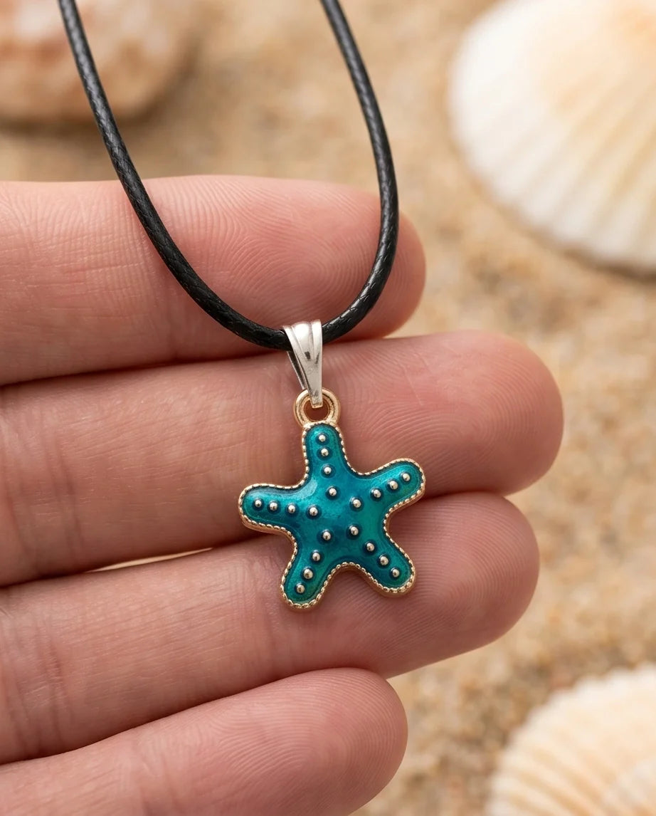 Teal Coastal Starfish Pendant