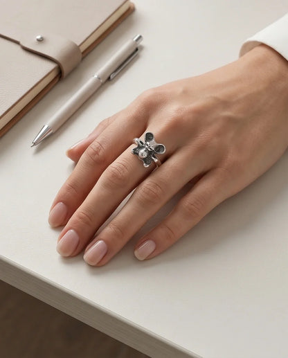 Vintage Silver Teddy Bear Statement Ring