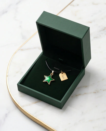 Gold and Green Star Pendant Necklace