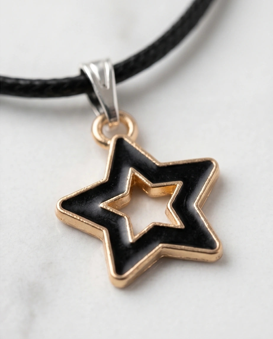 Gold and Black Layered Star Necklace