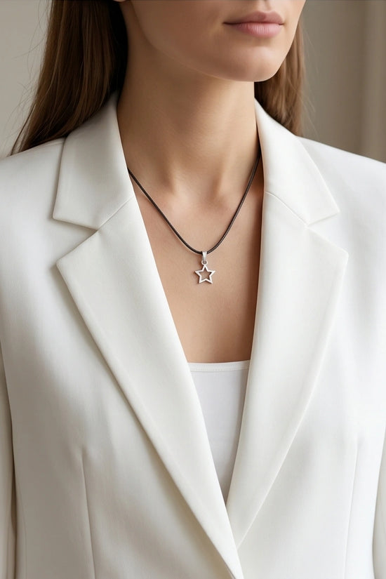 Silver Open Star Pendant Necklace
