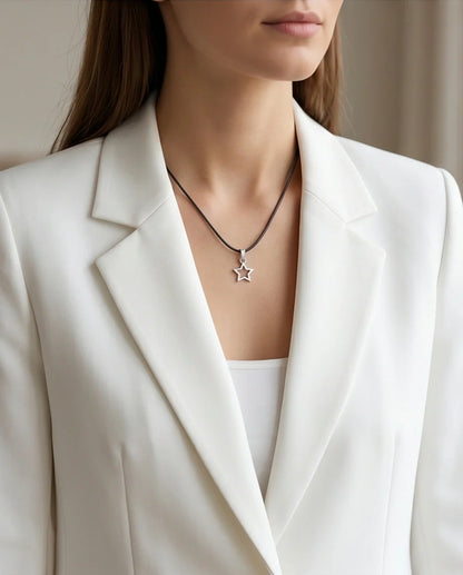 Silver Open Star Pendant Necklace