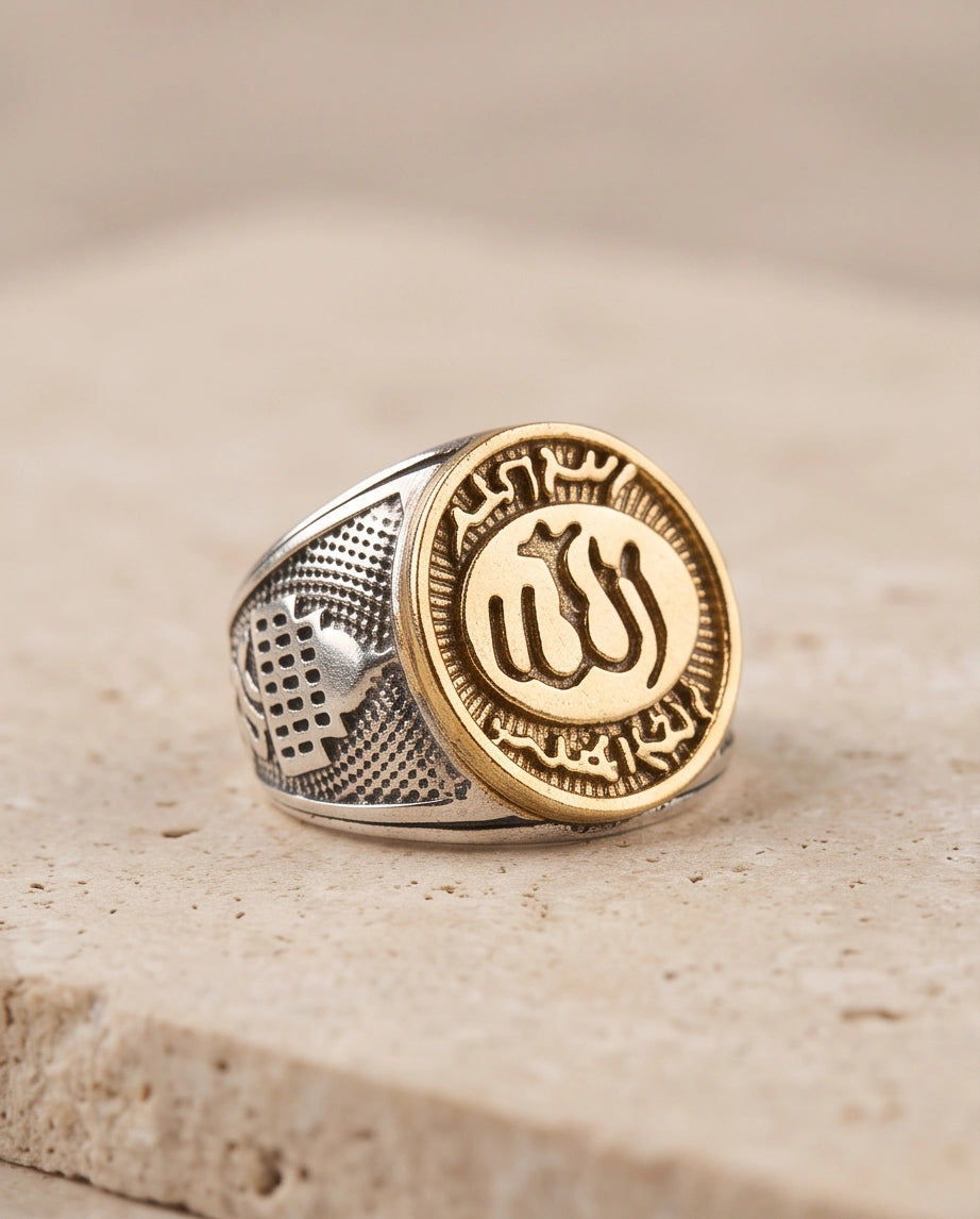 Calligraphic Seal Two-Tone Signet Ring