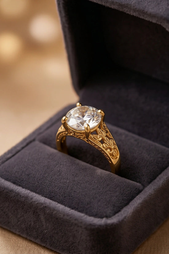 Golden Empress Moissanite Filigree Ring