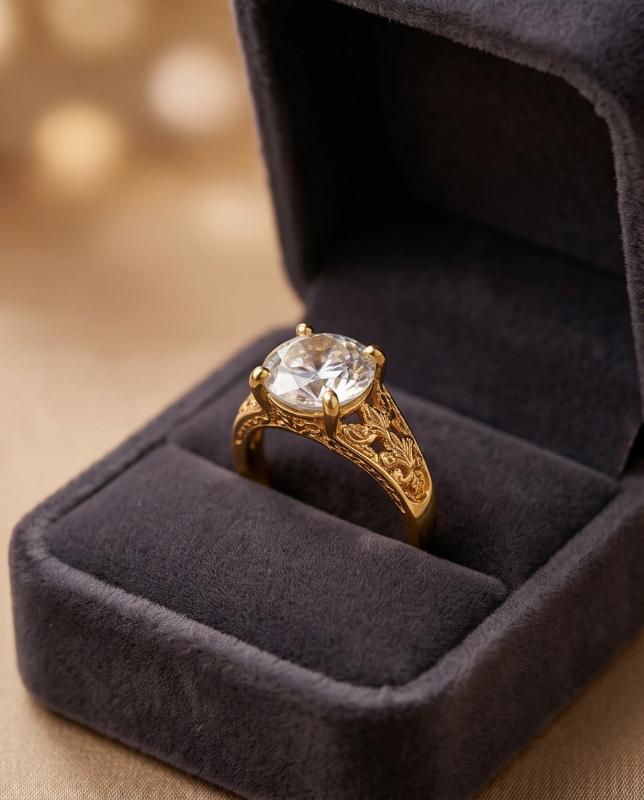 Golden Empress Moissanite Filigree Ring