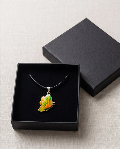 Bright Yellow & Green Butterfly Cord Necklace