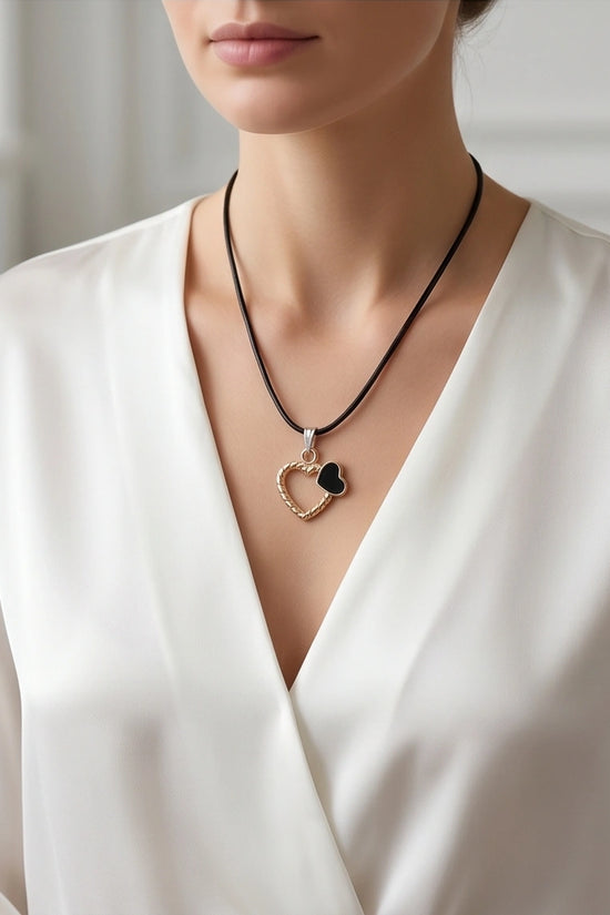 Gold Twisted Double Heart Necklace