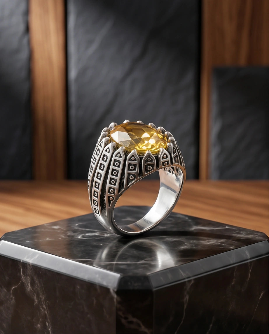 Imperial Citrine Citadel Silver Ring