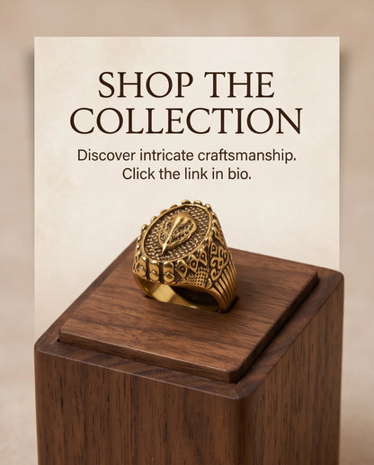 Sculptured Emblem Oval Gold Signet Ring