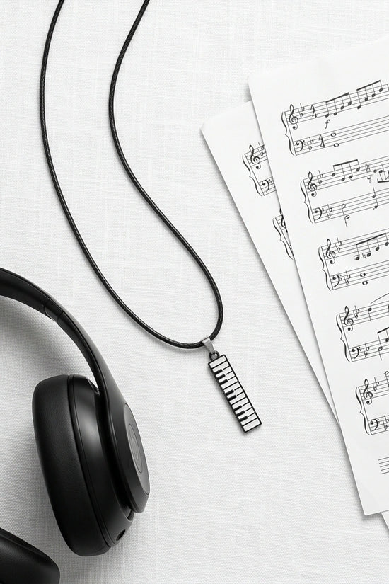 Black and White Piano Key Vertical Necklace