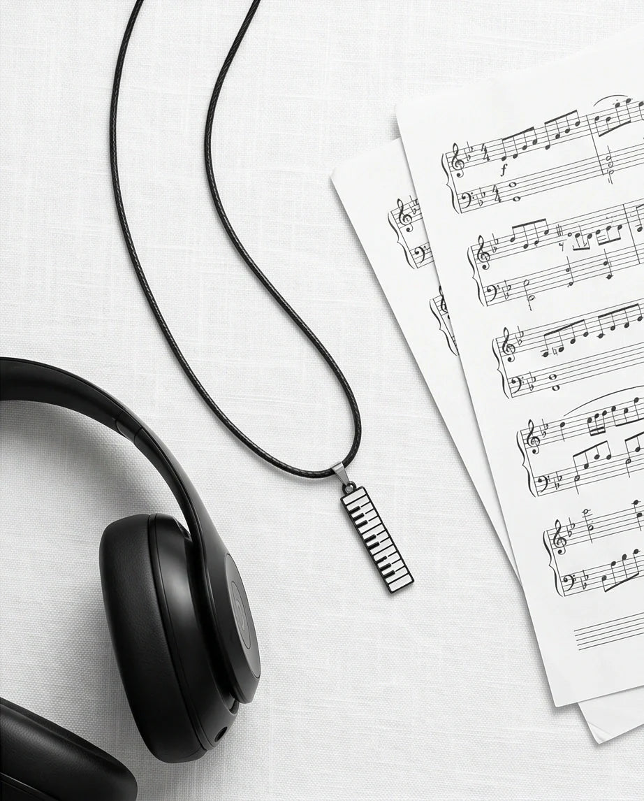 Black and White Piano Key Vertical Necklace