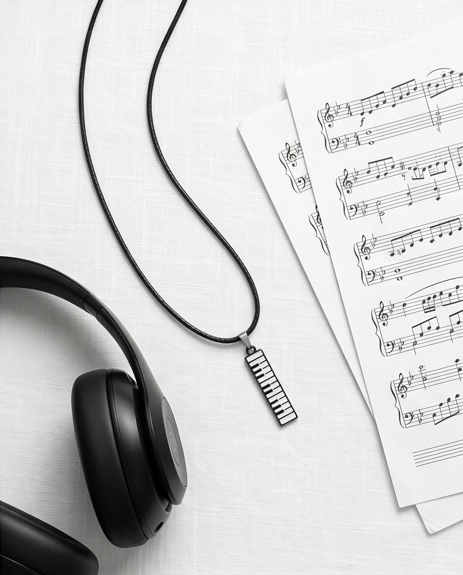 Black and White Piano Key Vertical Necklace