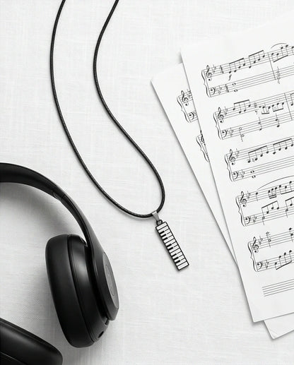 Black and White Piano Key Vertical Necklace