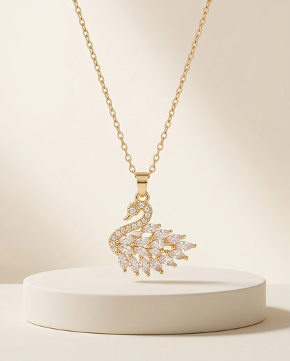 Gold Crystal Swan Necklace