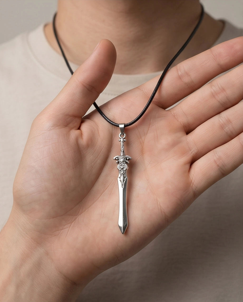 Vintage Silver Sword Pendant Necklace