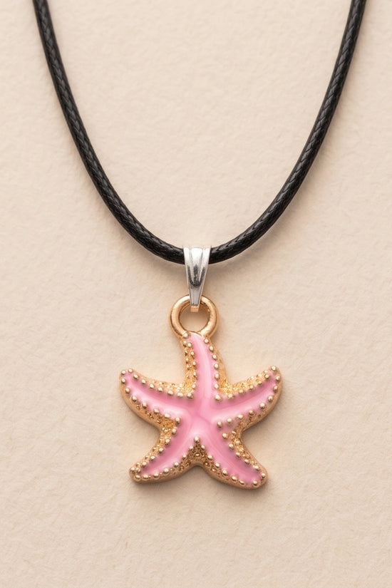 Pink Starfish Enamel Pendant Necklace with Elegant Gift Box