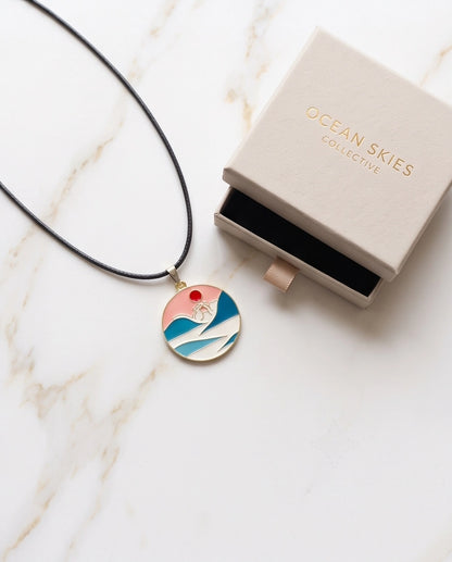 Sunset Wave Medallion Cord Necklace