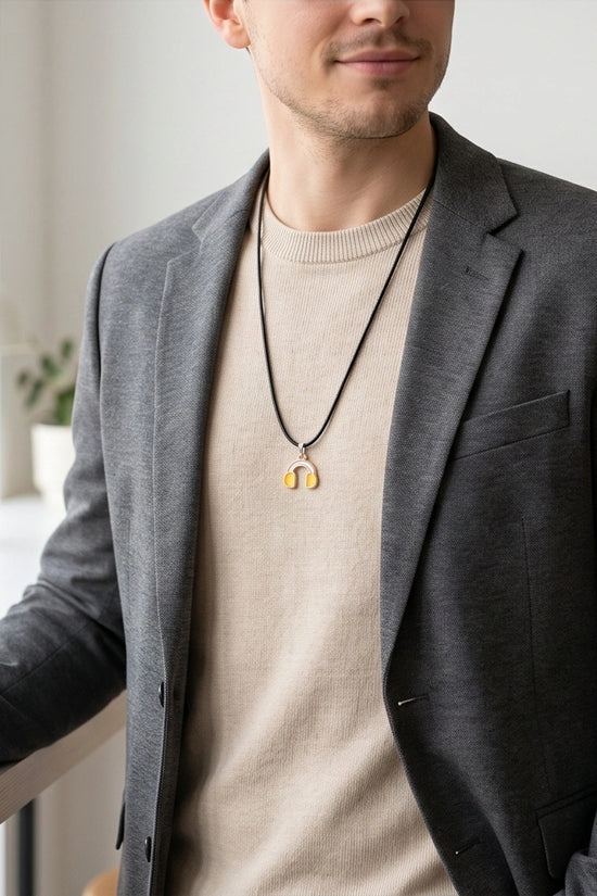 Gold and Yellow Headphones Necklace