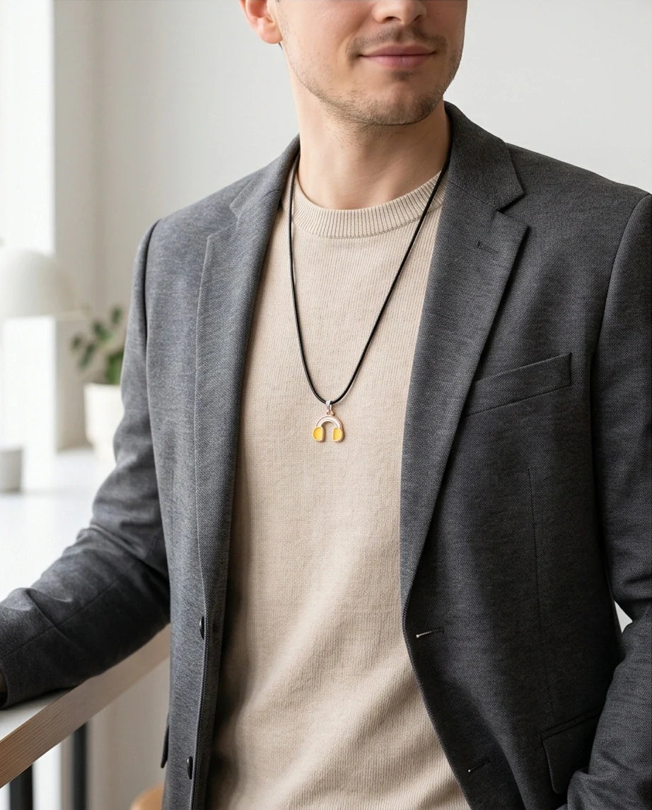 Gold and Yellow Headphones Necklace