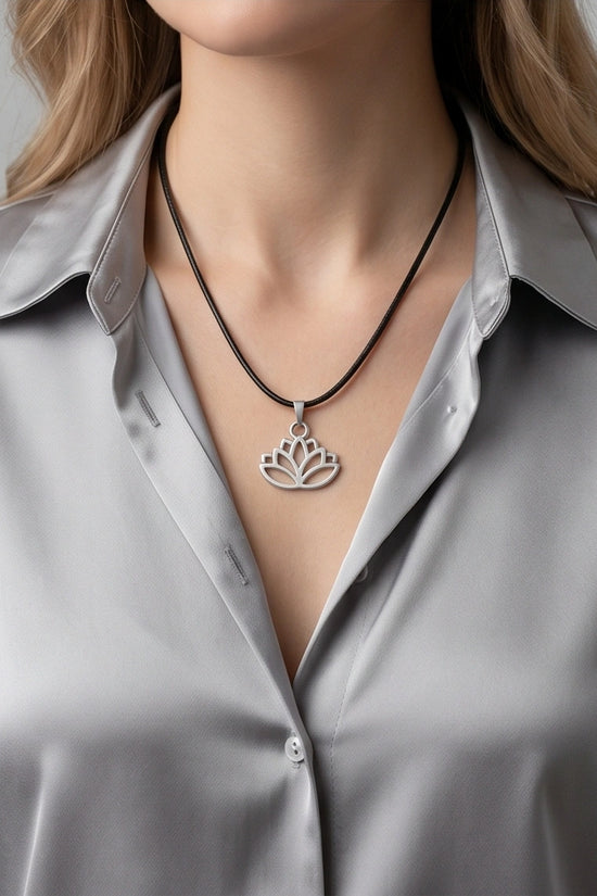 The Pure Spirit: Half-Bloom Minimalist Lotus Pendant Necklace