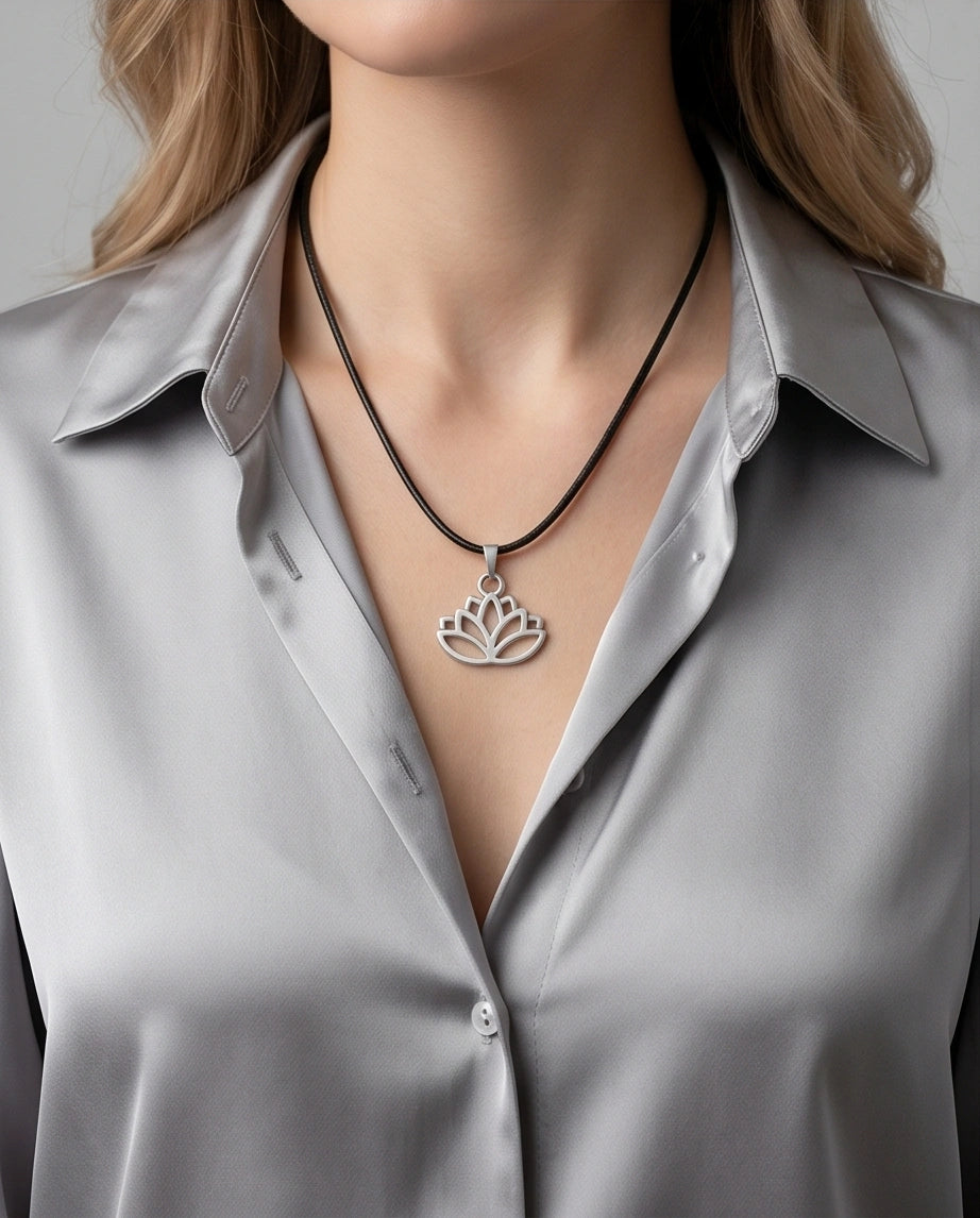 The Pure Spirit: Half-Bloom Minimalist Lotus Pendant Necklace
