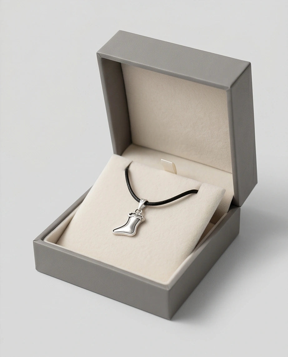Silver Retro Stocking Pendant Necklace