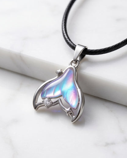 Iridescent Mermaid Tail Pendant Necklace