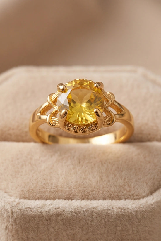 Golden Solis Citrine Filigree Ring