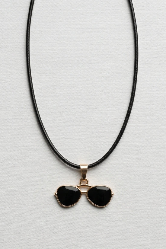 Gold and Black Sunglasses Pendant Necklace