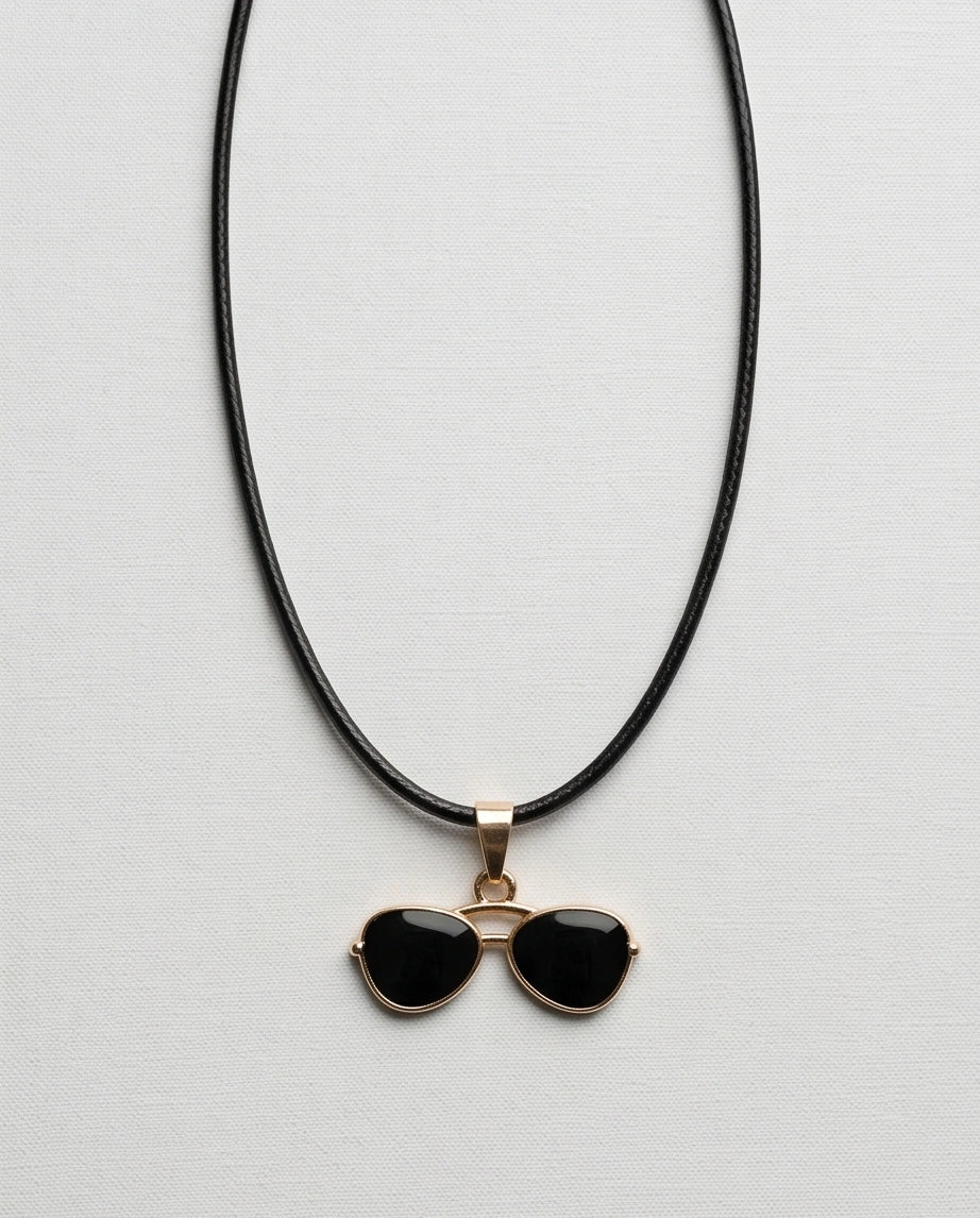 Gold and Black Sunglasses Pendant Necklace