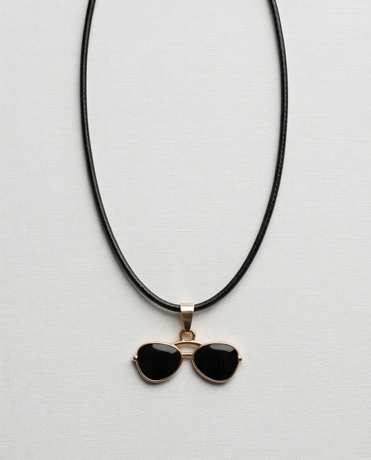 Gold and Black Sunglasses Pendant Necklace