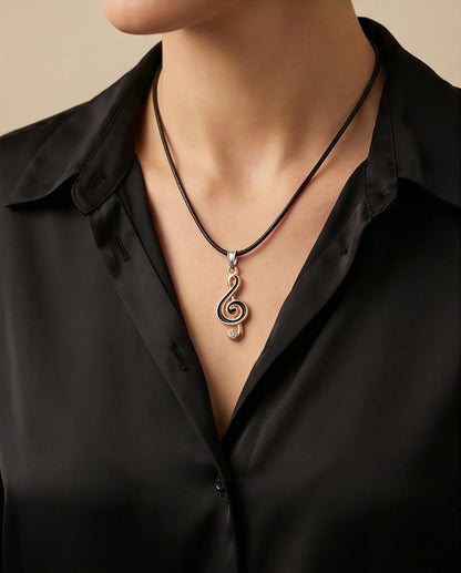 Rose Gold and Black Treble Clef Necklace