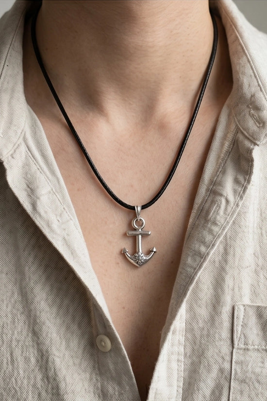 The Sunken Bloom: Vintage Anchor & Sunflower Pendant Necklace