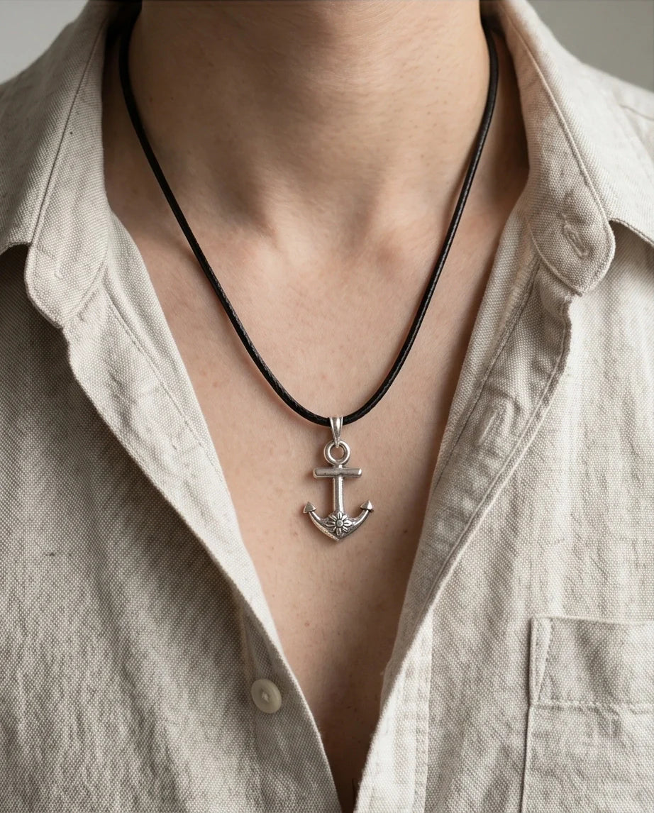 The Sunken Bloom: Vintage Anchor & Sunflower Pendant Necklace
