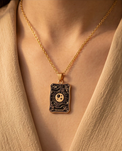 Gold "The Magician" Tarot Card Pendant Necklace