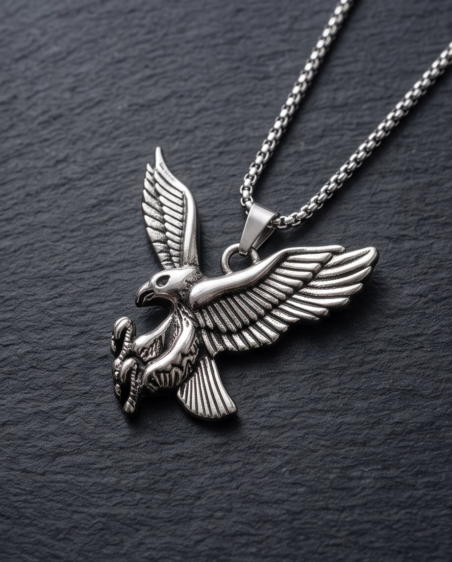 Silver Soaring Eagle Pendant Necklace