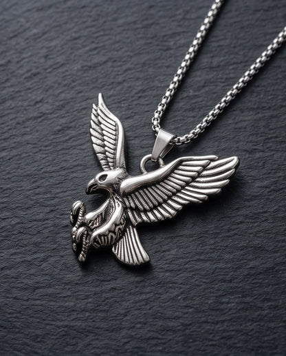 Silver Soaring Eagle Pendant Necklace