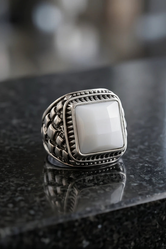 Imperial Alabaster Shield Signet Ring